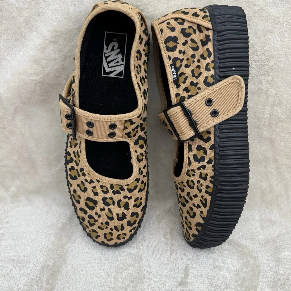 Vans Mary Jane Creeper Leopard Print Platform Shoes Women's 10.5 EU 42